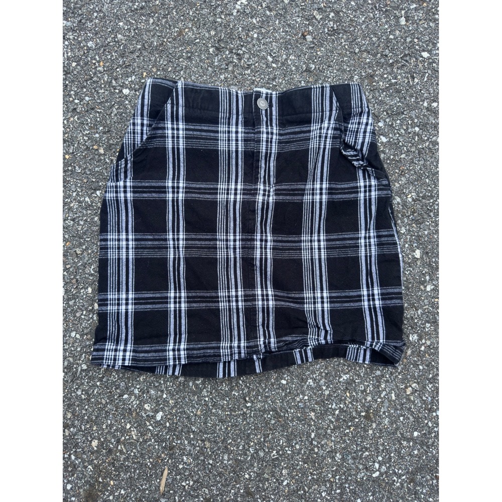 Hollister Black White Plaid Ultra High Rise Mini Skirt Womens XS